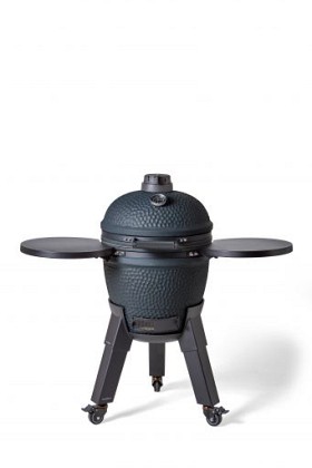 Kamado royal blue incl. pedestal & side-table - incl. aluminium black legs (incl. wheels)