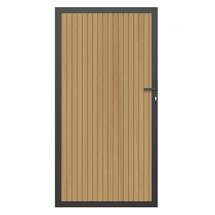 NewTechWood Co-extrusie composiet deur in aluminium frame, verticaal triple, 100 x 195 cm, Red Cedar