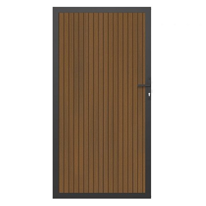 NewTechWood Co-extrusie composiet deur in aluminium frame, verticaal triple, 100 x 195 cm, Teak. INF