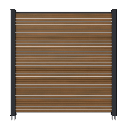 NewTechWood co-extrusie composiet scherm Triple, 180 x 180 cm, Teak/zwart.