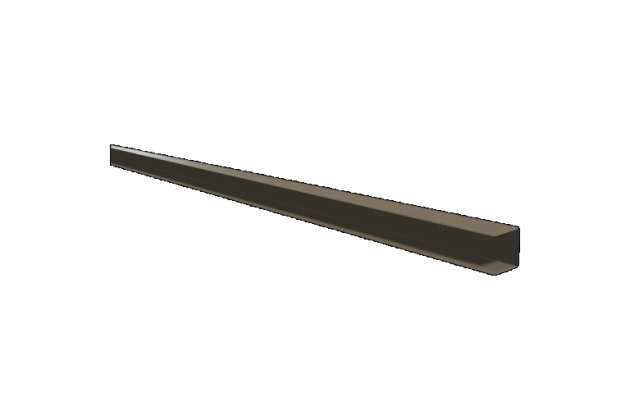 Stalen U-profiel met structuur poedercoating t.b.v. H-gleufpaal, 3,5 x 4 x 220 cm, kwartsgrijs RAL70