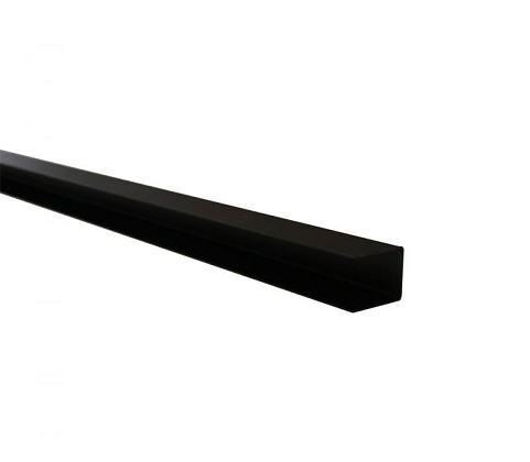 Stalen eindprofiel met structuur poedercoating t.b.v. H-gleufpaal, 3,4 x 3,7 x 200 cm, zwart RAL9005