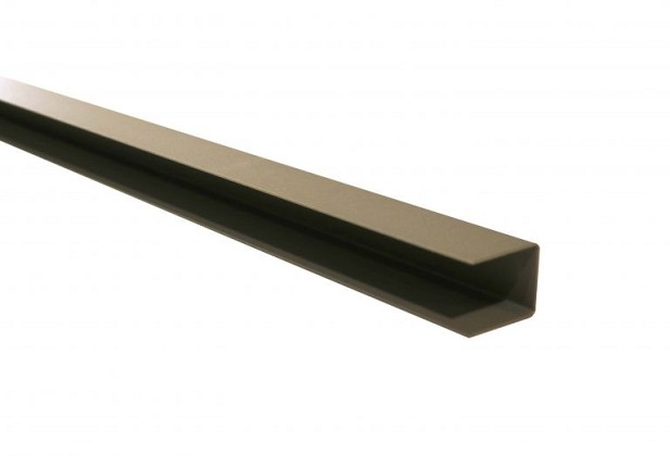 Stalen eindprofiel met structuur poedercoating t.b.v. H-gleufpaal, 3,4 x 3,7 x 200 cm, kwartsgrijs R