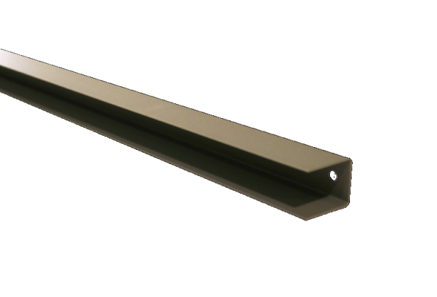 Stalen afwerkprofiel met structuur poedercoating t.b.v. H-gleufpaal, 4,5 x 3,7 x 185,5 cm, lichtgrij