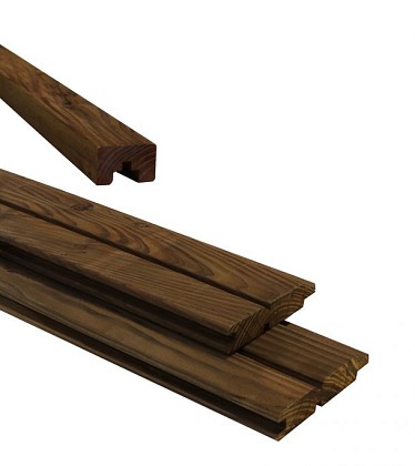 Douglas plankenscherm 2 zijdig dubbel rhombus profiel inclusief afdekkap, 187 x 224 cm, bruin geimpr