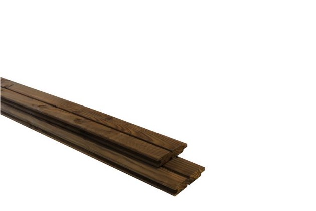 Douglas geschaafd 2-zijdig dubbel rhombus profielplank, 2,7 x 14,5 x 224 cm, bruin geimpregneerd