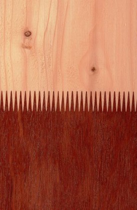 Angelim vermelho en douglas geschaafde paal, gedroogd en gevingerlast, 14,3 x 14,3 x 360 cm
