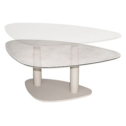 Paros in hoogte verstelbare tafel linen met printed keramiek top kiezel-vorm 140 x 90 cm | Taste 4SO