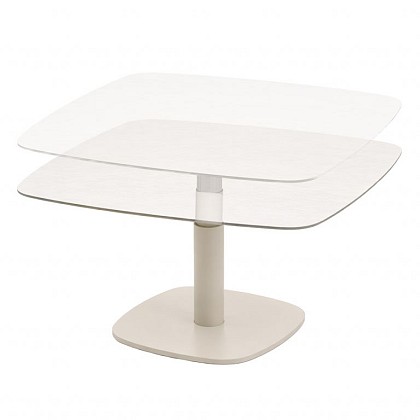 Paros in hoogte verstelbare tafel linen met printed keramiek top 100 x 100 cm | Taste 4SO