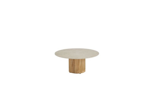 Enna salontafel rustic teak met keramisch tafelblad sabbia panna 80 cm Ø (H 35) | Taste 4SO
