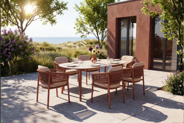 4 Seasons Outdoor Cala dining set spicy