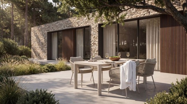 Taste by 4 Seasons Outdoor Wave dining set linen