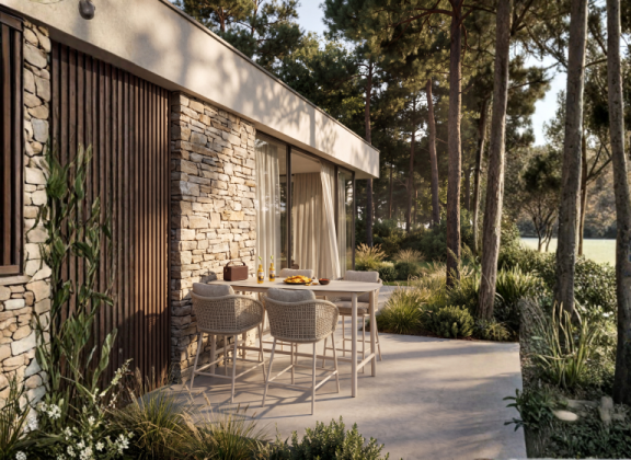 Taste by 4 Seasons Outdoor Wave high dining set linen