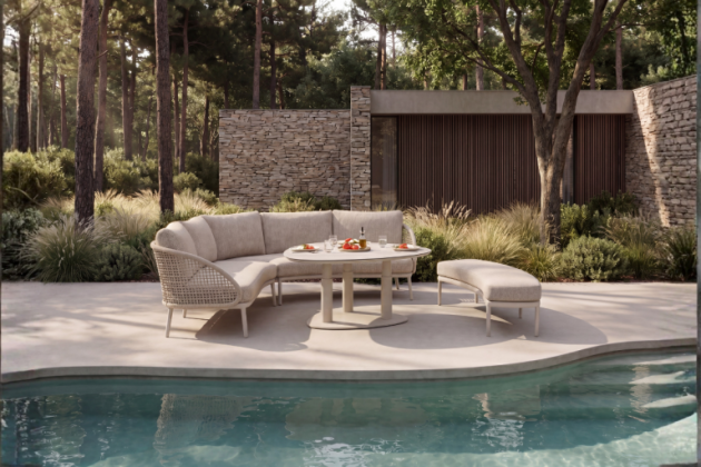 Taste by 4 Seasons Outdoor Wave modulaire low dining set linen