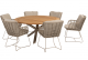 4 Seasons Outdoor Fabrice dining set Latte met Prado eettafel rond Ø 160cm Teak
