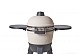 Kamado sandy stone incl. pedestal & side-table - incl. aluminium black legs (incl. wheels)