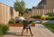 Kamado charcoal grey incl. pedestal & side-table - incl. aluminium wood-look legs (incl. wheels)