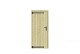 Vuren dichte enkele deur 90x201 cm, linksdraaiend, zwarte hengen, zwart beslag, groen geimpregneerd.