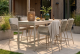 4 Seasons Outdoor Maya high dining latte met 6 Maya high dining latte barkrukken